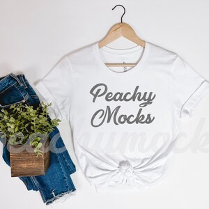 Bella Canvas 3001 Mockup | White T Shirt Mockup | Bella Canvas T-Shirt Mockup | White Bella Canvas Mockup | Summer Flat Lay Shirt Mockup