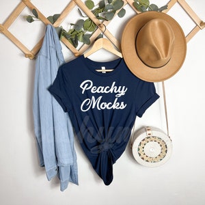 Bella Canvas 3001 Navy Mockup | Bella Canvas 3001 T Shirt Mockup | Bella Canvas Navy Mockup | Navy T-Shirt Mockup | T-Shirt Hanging Mockup