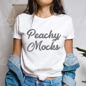 Bella Canvas 3001 Mockup | White Bella Canvas 3001 | White T-Shirt Mockup | Model Mockup | White T-Shirt Mockup | Boho Spring Mockup