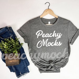 Bella Canvas 3001 Mockup | Deep Heather T Shirt Mockup | Bella Canvas 3001 Deep Heather | 3001CVC Deep Heather Mockup | 3001 Flat Lay Mockup