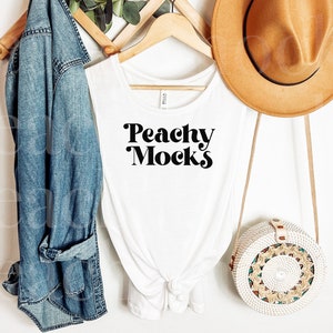 Bella Canvas 8803 Mockup | White Tank Top Mockup | Bella Canvas Muscle Tank Top Mockup | White Boho Tank Top Mockup | Flat Lay Tank Mockup