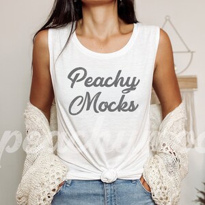 Bella Canvas 8803 Mockup | Bella Canvas 8803 White Mockup | White Muscle Tank Mockup | Bella Canvas Muscle Tank Mockup | Boho Tank Mockup