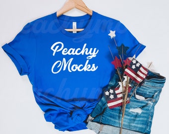 4th of July Mockup | Bella Canvas 3001 True Royal Mockup | Independence Day T-Shirt Mockup | Blue T-Shirt Mockup | Patriotic Shirt Mockup