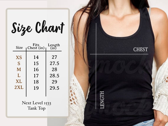 Next Level 1533 Size Chart Next Level Women's Racerback - Etsy
