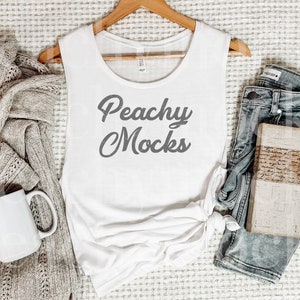 Bella Canvas 8803 White Mockup | Muscle Tank Top Mockup | Bella Canvas 8803 White Mockup | Bella Canvas 8803 Muscle Tank Top Mockup
