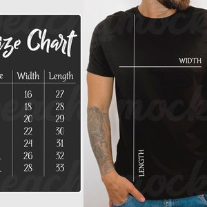 Bella Canvas 3001 Size Chart | T-Shirt Size Chart | Size Chart for Bella 3001 | Men Size Chart Mockup | Bella Canvas 3001 Size Chart Mockup