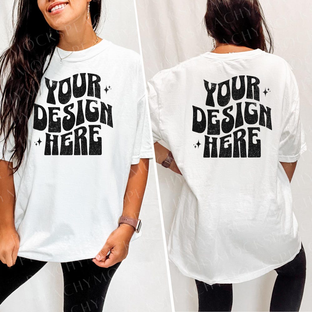 Comfort Colors White Mockup, White Front And Back Mockup C1717, Front And Back Model Boho Mockup Shirt, White Mockup Front Pocket Back C1717 Moderndaydecors
