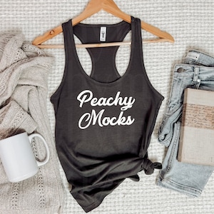 Next Level 1533 Mockup | 1533 Dark Grey Tank Top Mockup | Next Level Racerback Mockup | 1533 Summer Mockup | Boho Dark Grey Tank Top Mockup