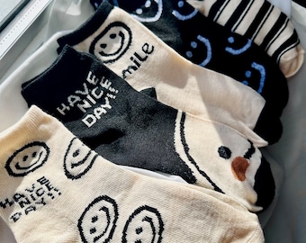 Smiley Face Socks Pack: Unisex Novelty Crew Socks