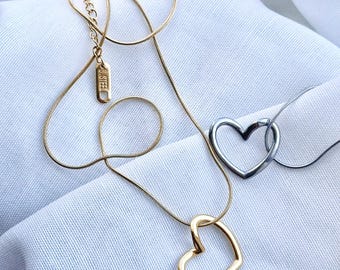 Dainty Heart Necklace, 18K Gold Plated Stainless Steel, Y2K Jewelry
