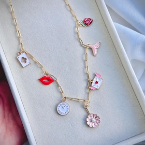 Custom Charm Necklace: 18K Gold Plated, Stainless Steel Paperclip Chain