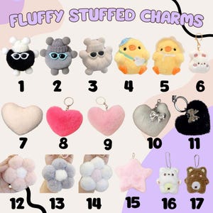 Choose your Bag Charm, Kawaii Keychain Holder, Y2K Purse Charm, Women Bag Accessories, Plushie Charms, Cute Fluffy Key Charm, Gift for Her