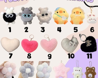 Kawaii Plushie Bag Charm: Y2K Keychain, Fluffy Purse Charm