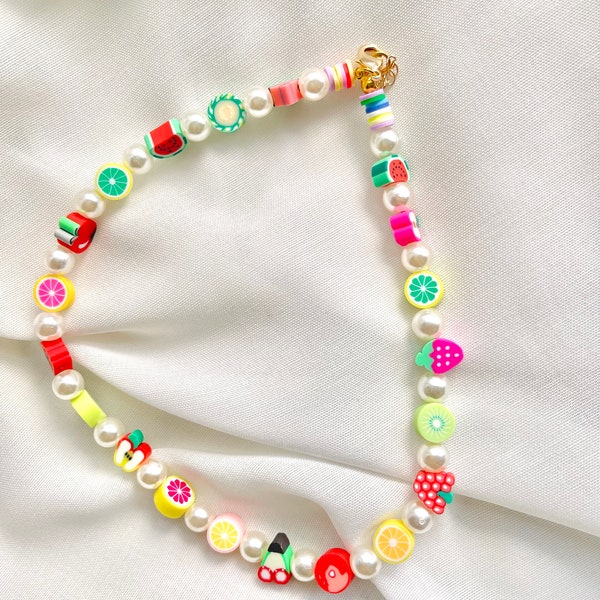 Fruity Loopy Necklace, Trendy summer necklaces, Friendship necklaces, Pearl necklaces