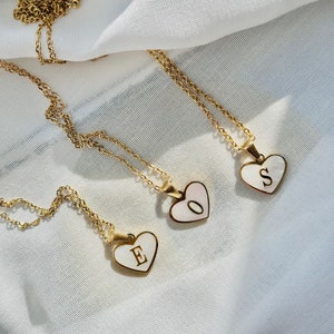 Collar con letras personalizado, joyería con letras en forma de corazón, collar con nombre inicial, regalo de cumpleaños para el mejor amigo, collar con colgante con inicial, dije blanco y dorado