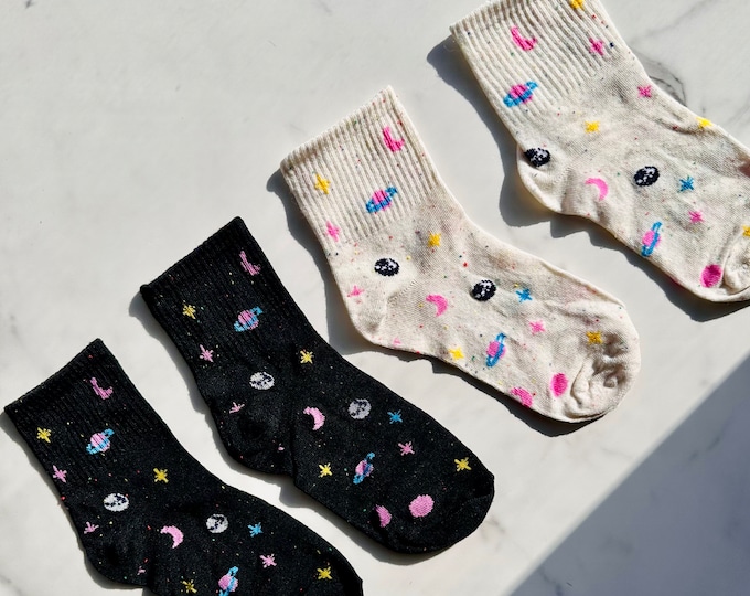 Cosmos Socks Gift Set: Moon, Stars, Planets Novelty Socks