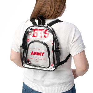 Klar Konzert Rucksack | K-Pop ARMY World Tour Design | Transparente Stadion zugelassene Tasche | Kpop Konzert Rucksack | Y2K Ästhetischer PVC Tagesrucksack Bild 5