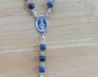 Chaplet of Saint Raphael the archangel with blue sodalite beads, patron of healing, marriage, travelers and more.