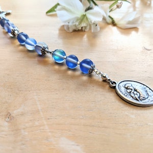 Chaplet of Saint Anthony of Padua with Blue Moonstone, Patron Saint of Lost Things