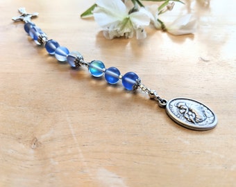 Chaplet of Saint Anthony of Padua with Blue Moonstone, Patron Saint of Lost Things