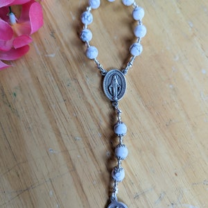Chaplet of Saint Raphael the archangel with white howlite, patron of healing, marriage, travelers and more.