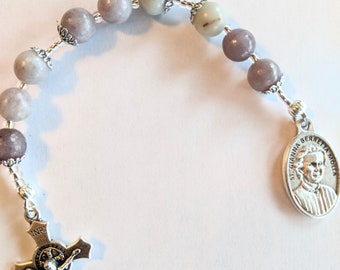 Chaplet of Saint Gianna with Lilac Stone - Patron Saint of Mothers and Unborn children