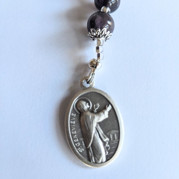 Chaplet of Saint Genevieve with Amethyst - Patron saint of Paris and disasters