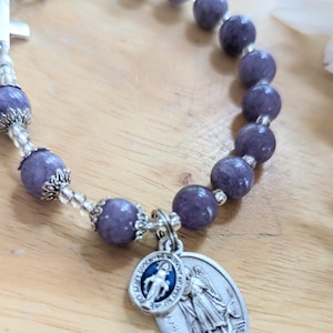 Chaplet of Saint Raphael Bracelet with Lavender Chalcedony. Patron of healing