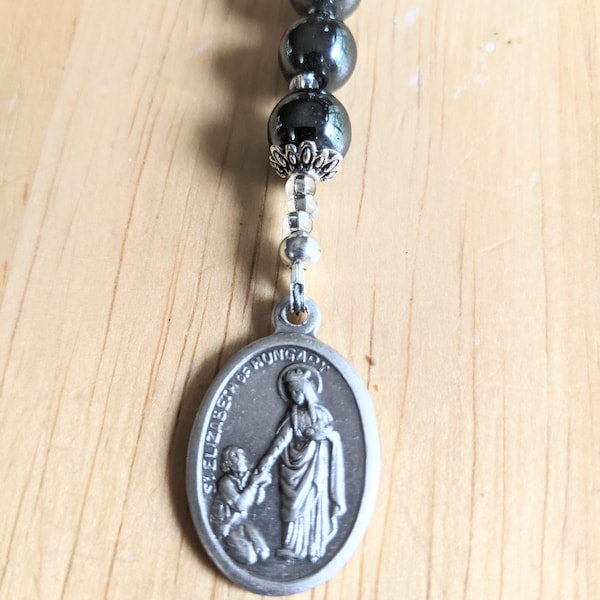 St Elizabeth of Hungary Chaplet with Hematite. Patron of bakers, falsely accused, homeless, nursing services, widows, and young brides