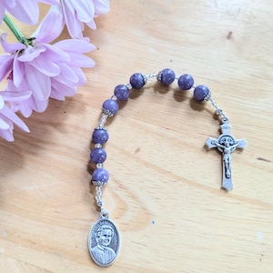 Coronilla de Santa Gianna con Calcedonia Lavanda - Patrona de las Madres y los Niños No Nacidos