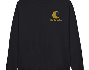 Bequemes besticktes 'Lights Out' Sweatshirt - Premium Rundhalsausschnitt, perfekt für das Ende des Tages.