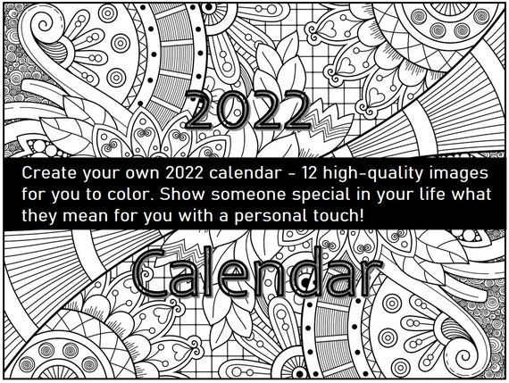 Color Your Own 2022 Calendar Fantastic T Idea For Someone Etsy