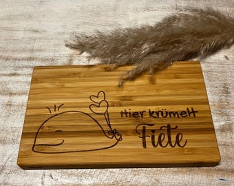 Personalisiertes Holzbrett, Frühstücksbrett als Geschenk, Vesperbrettchen mit Namen, Geburtsgeschenk