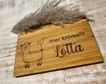 Personalisiertes Holzbrett, Frühstücksbrett als Geschenk, Vesperbrettchen mit Namen, Geburtsgeschenk