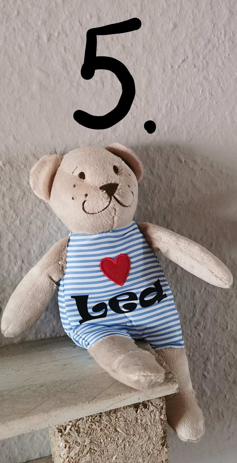 Teddy mit Namen, Kuscheltier, Personalisiertes Plüschtier, Geburtsgeschenk mit Namen, Teddybär Bild 3