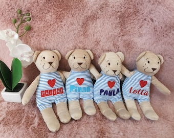 Teddy mit Namen, Kuscheltier, Personalisiertes Plüschtier, Geburtsgeschenk mit Namen, Teddybär