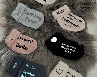 Baby Socken, Baby Socken mit Text, Geschenk für werdenede Großeltern, Geschenk für Tante, möchtest du Patentante werden?