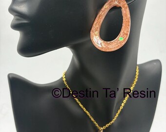 Rose Gold earrings with Matching Necklace
