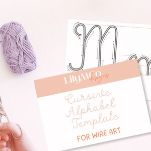 Plantilla de alfabeto de alambre, Plantilla de nombre tejida, Plantilla de alfabeto cursiva, Plantilla imprimible para arte con alambre, Plantilla ICord, Cordón de punto