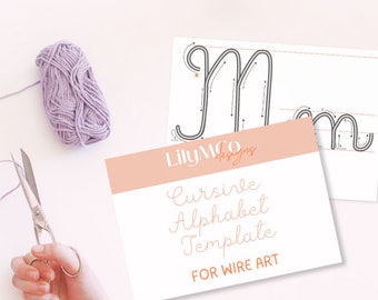 Wire Alphabet Template, Knitted Name Template, Cursive Alphabet Template, Printable Template for Wire Art, ICord Template, Knitted Cord