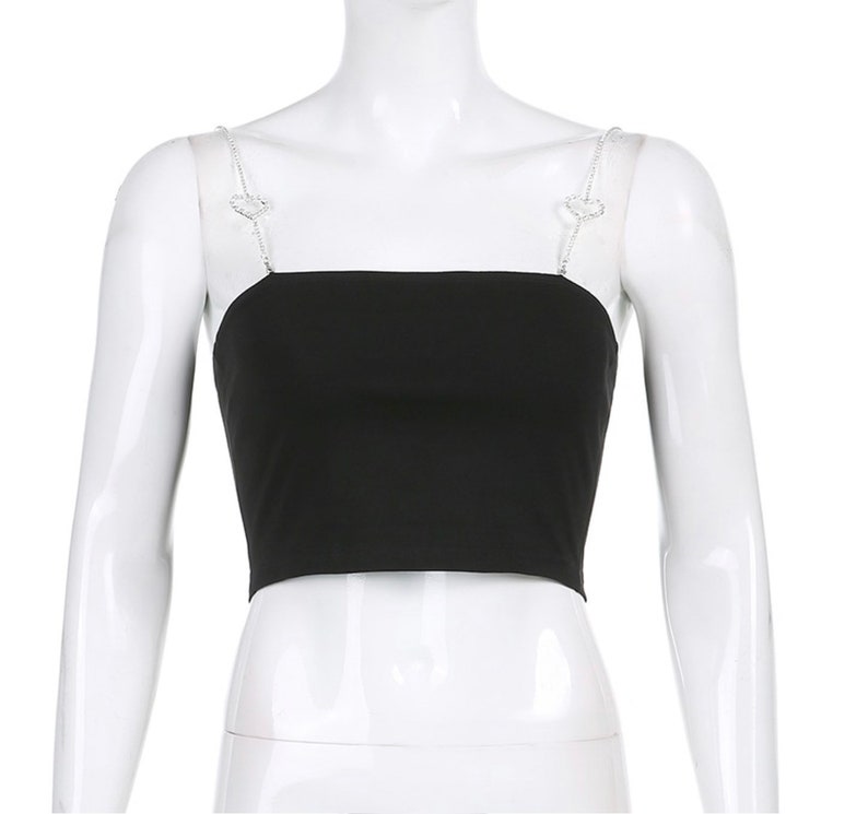 Heart rhinestone y2k tank top Cami Crop Top 90s aesthetic