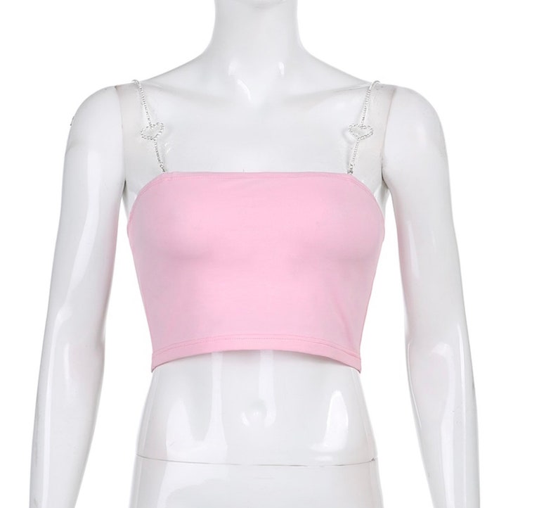 Heart rhinestone y2k tank top Cami Crop Top 90s aesthetic