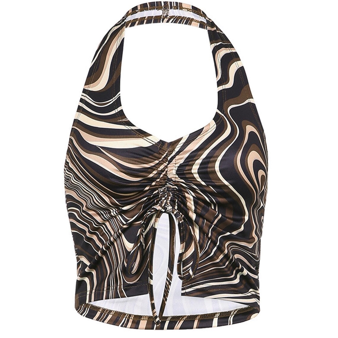 Brown Groovy Marble Halter Crop Top Spring/Summer y2k | Etsy