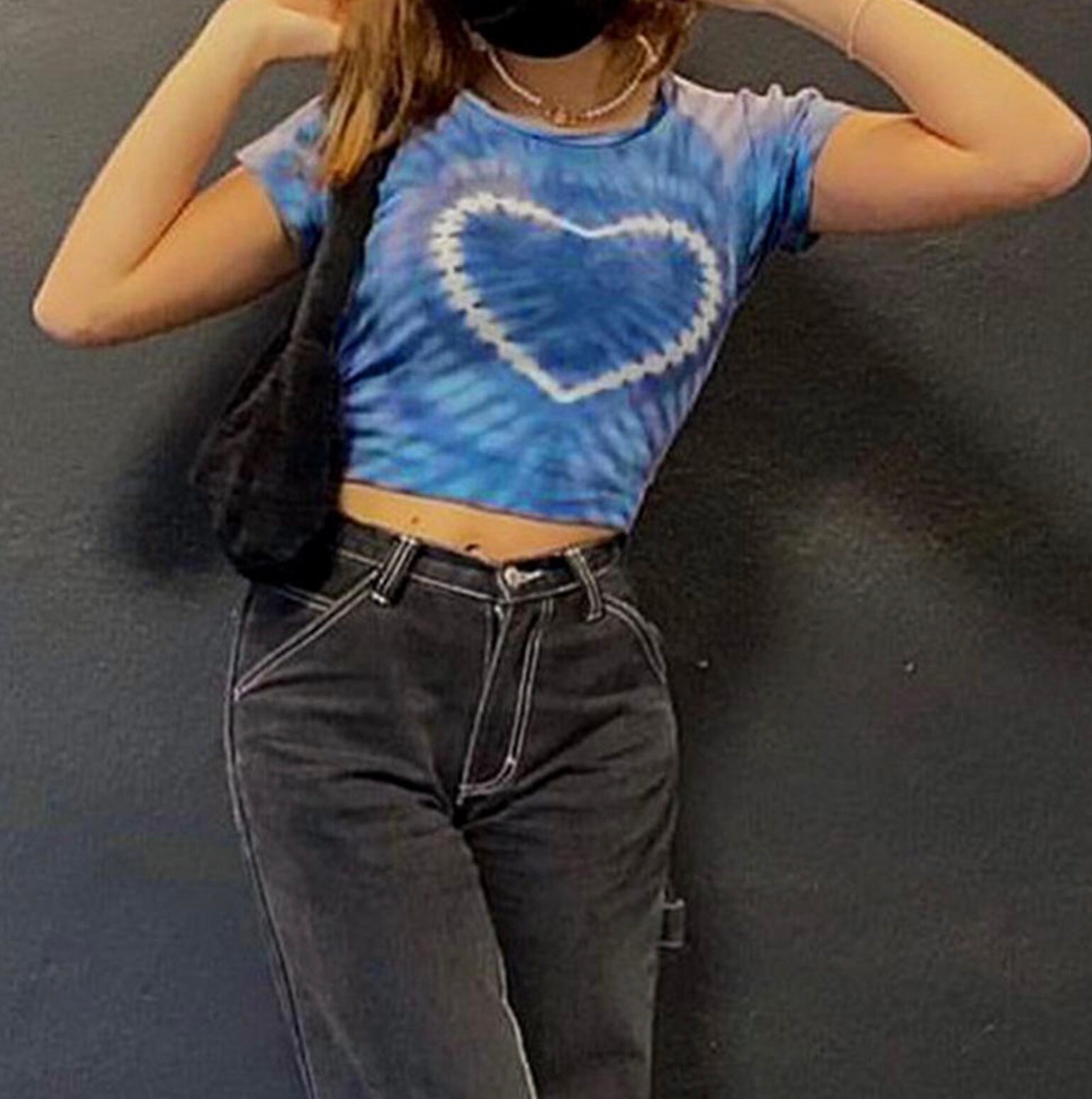 Blue and White Tie-dye Heart Cropped Baby Tee Crop Top Y2K - Etsy