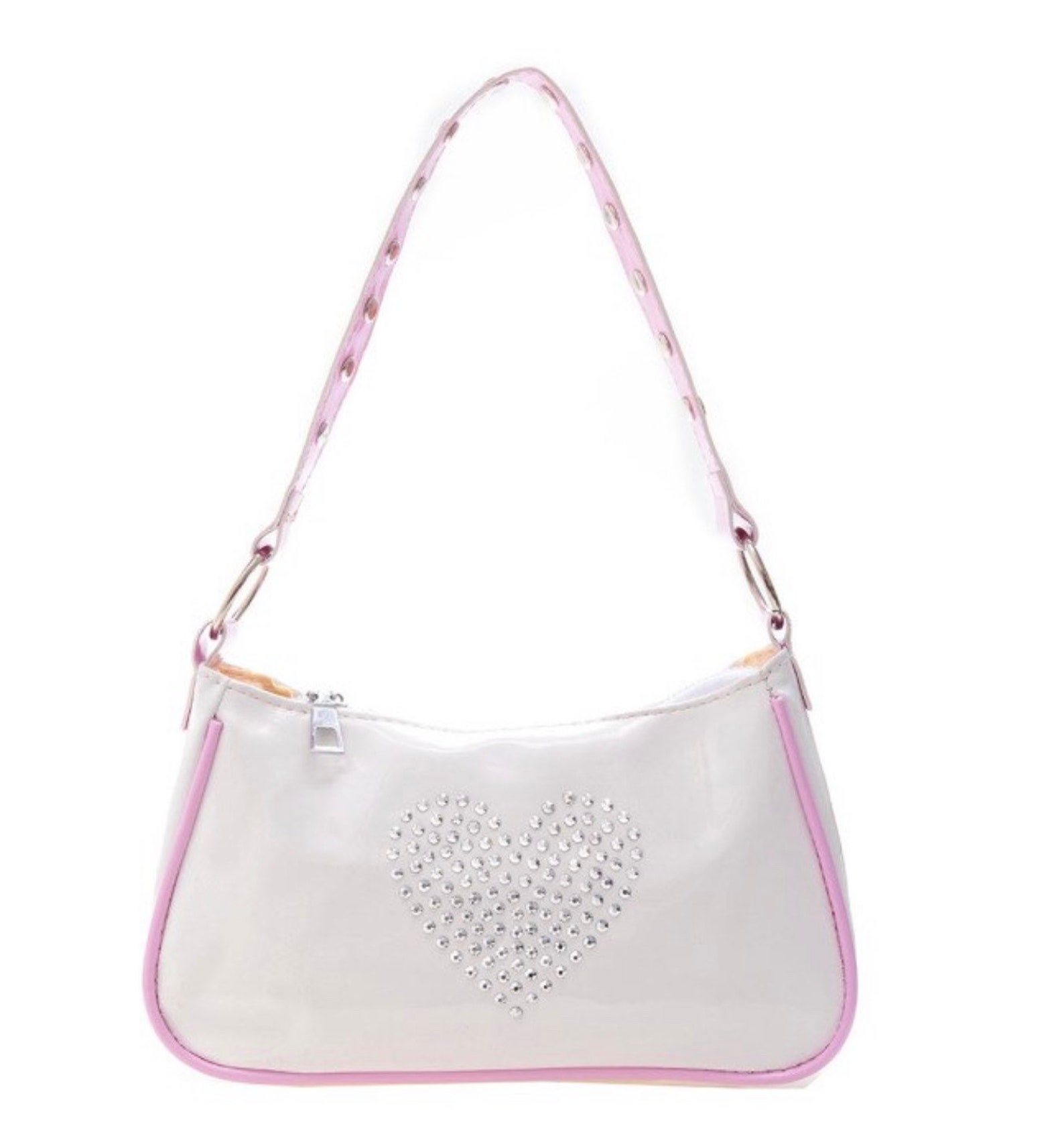 Stud rhinestone Heart Shoulder Bag y2k purse pink/white/black | Etsy