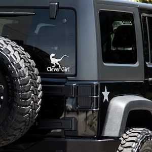 CLEVER GIRL Velociraptor Decal Sticker - Vinyl Graphic, Jurassic Dinosaur, Funny 90s Movie, Raptor, Women, Car, Wall Laptop Tumbler Mug Gift