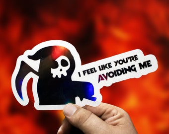 Sensenmann 'Avoiding Me' Aufkleber: Schwarzer Humor Vinyl-Aufkleber