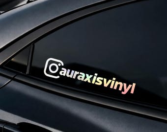 Calcomanía de vinilo personalizada para Instagram (paquete de 2) con nombre de usuario en redes sociales: Instagram, TikTok y YouTube para autos y ventanas + varias muestras a elegir