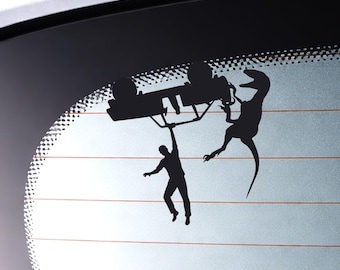 Raptor 4x4 Osterei Aufkleber (2er-Pack) - Lustiger Dinosaurier-Hänge-LKW-Rückseitenfenster-Spiegelaufkleber - Off Road Velociraptor-Auto-Vinyl