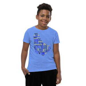 Camiseta de manga corta para niños y jóvenes con mapa de Barbados